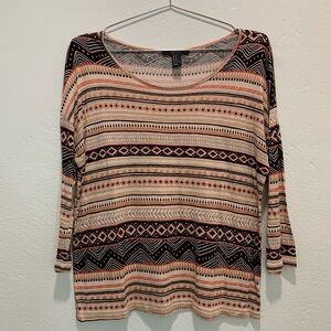 Forever 21 Tribal 3/4 Sleeve Top
